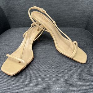 Schutz Heloise Slingback Kitten Heel Strappy Sandals Nude Beige Womens Size 10B